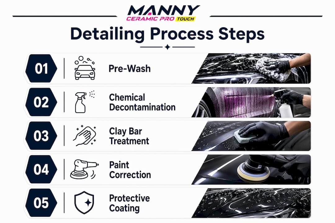 Infographic showing advanced car detailing steps