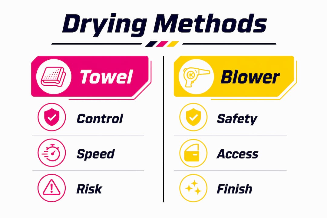 Infographic comparing car drying methods