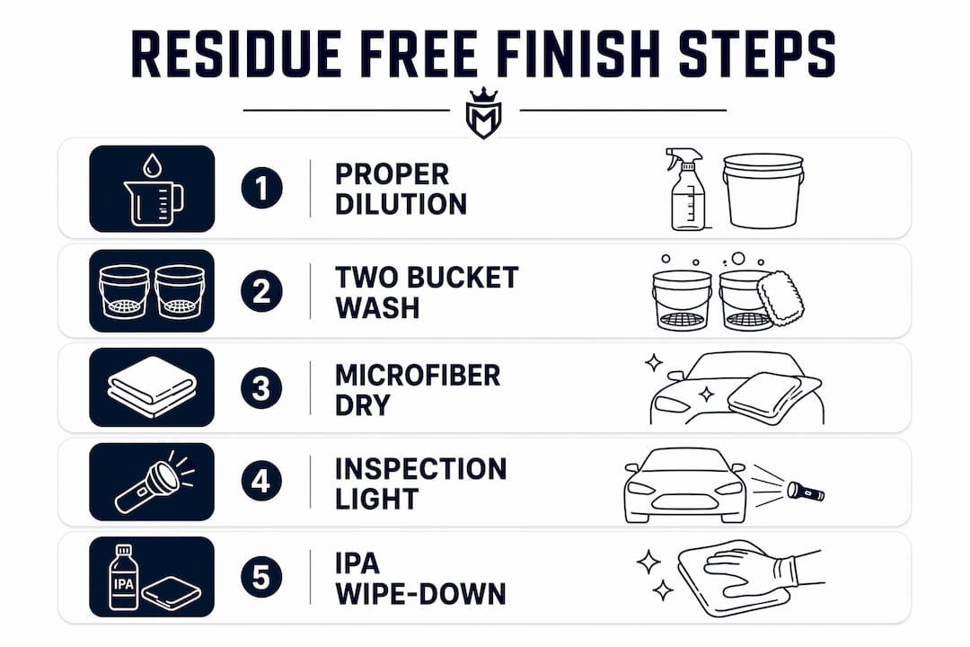 Infographic with residue free finish steps