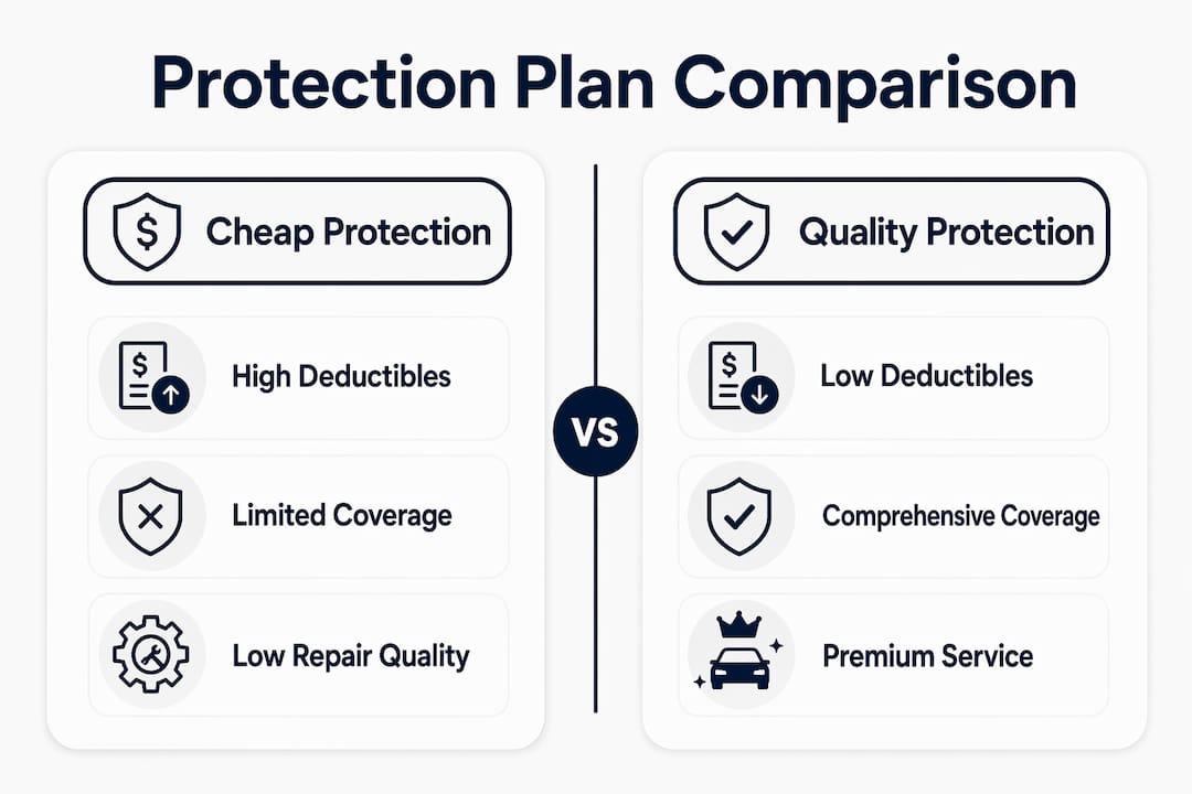 Infographic comparing cheap and quality protection plans
