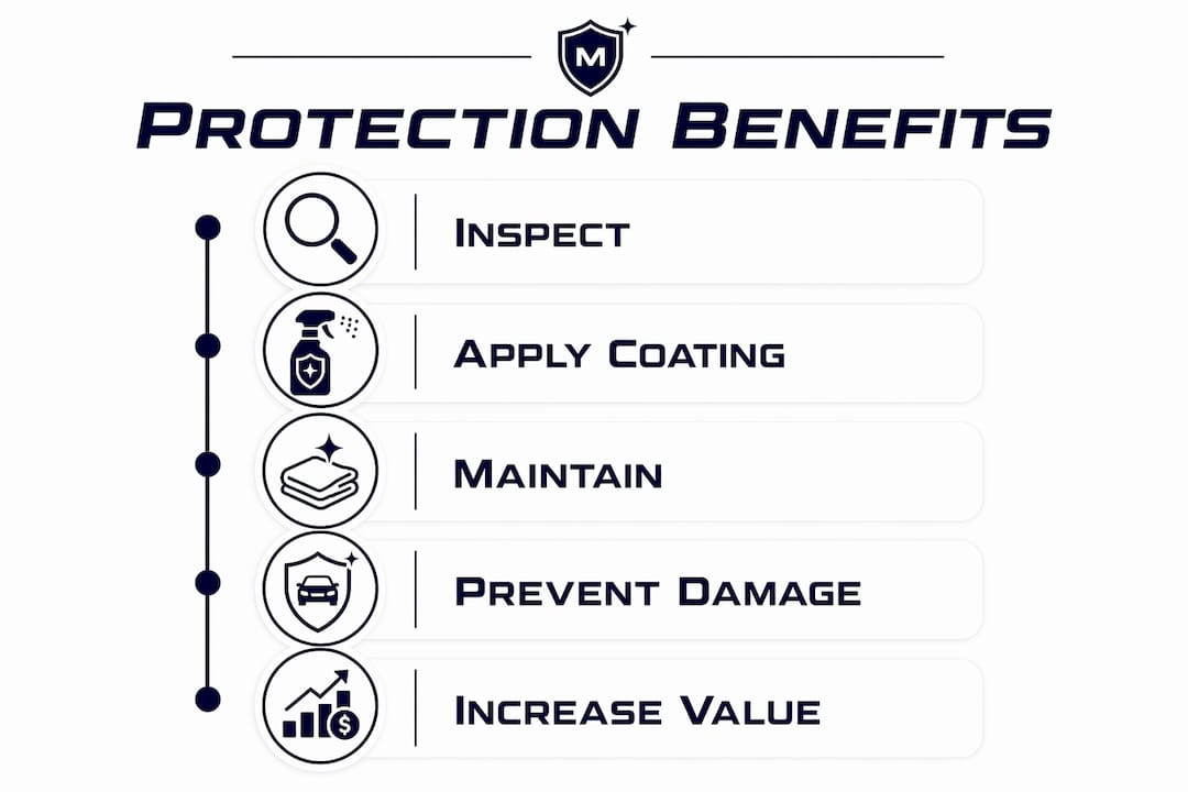 Infographic illustrating steps of vehicle protection