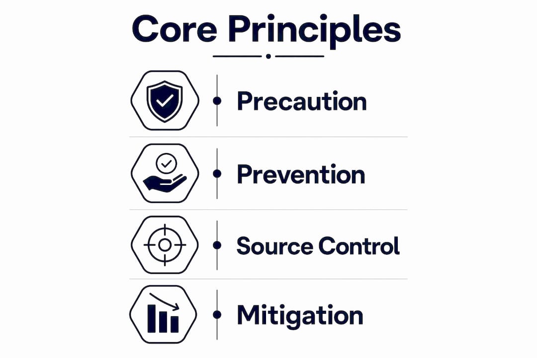 Infographic illustrating core environmental protection principles