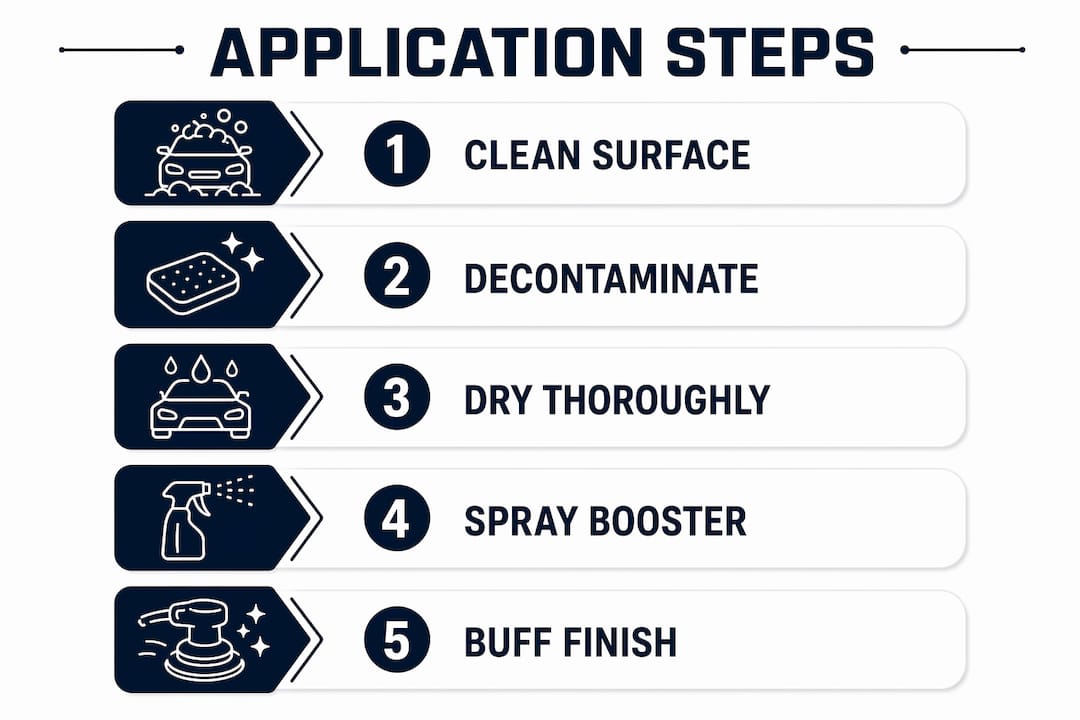 Step-by-step ceramic booster application infographic
