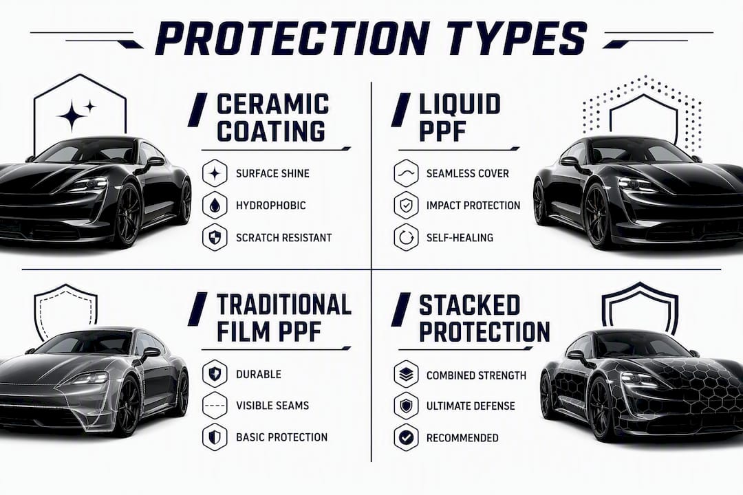 Infographic comparing types of luxury car paint protection