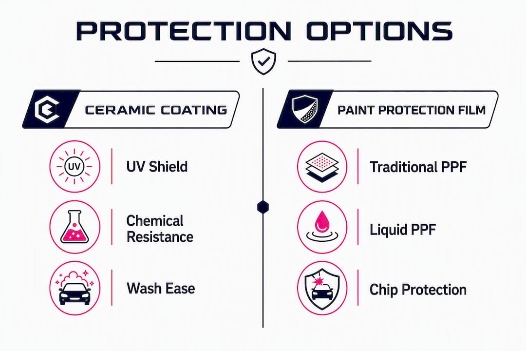 Infographic comparing ceramic coating and paint protection films