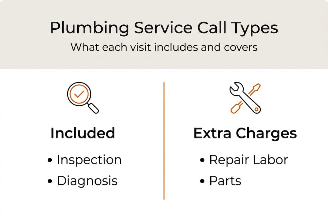Infographic showing included and extra plumbing call charges