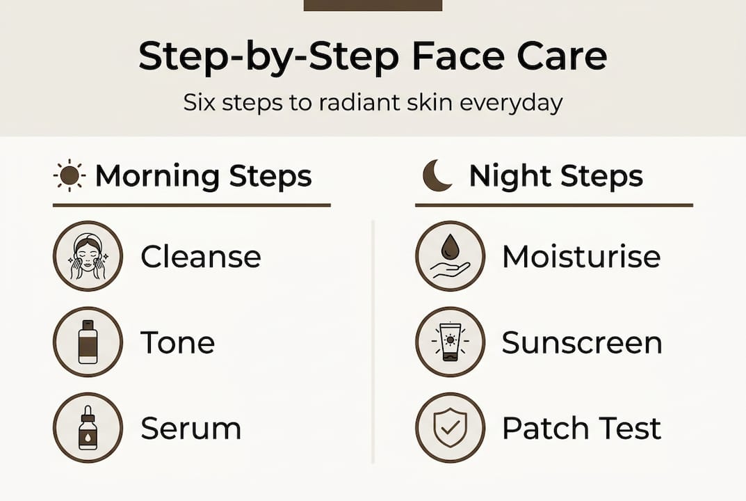 Infographic showing daily face care routine