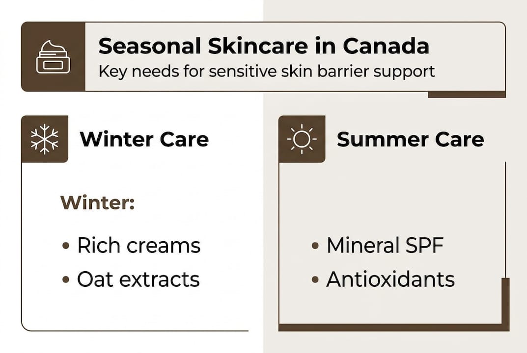 Infographic comparing winter and summer skincare needs