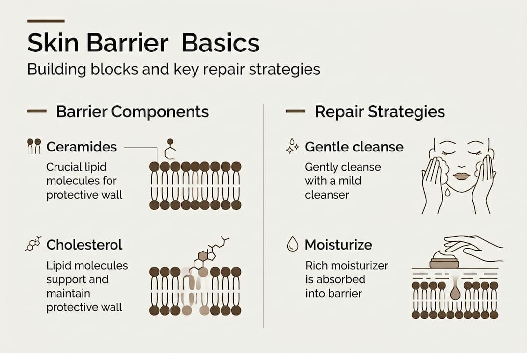 Infographic showing skin barrier components and repair