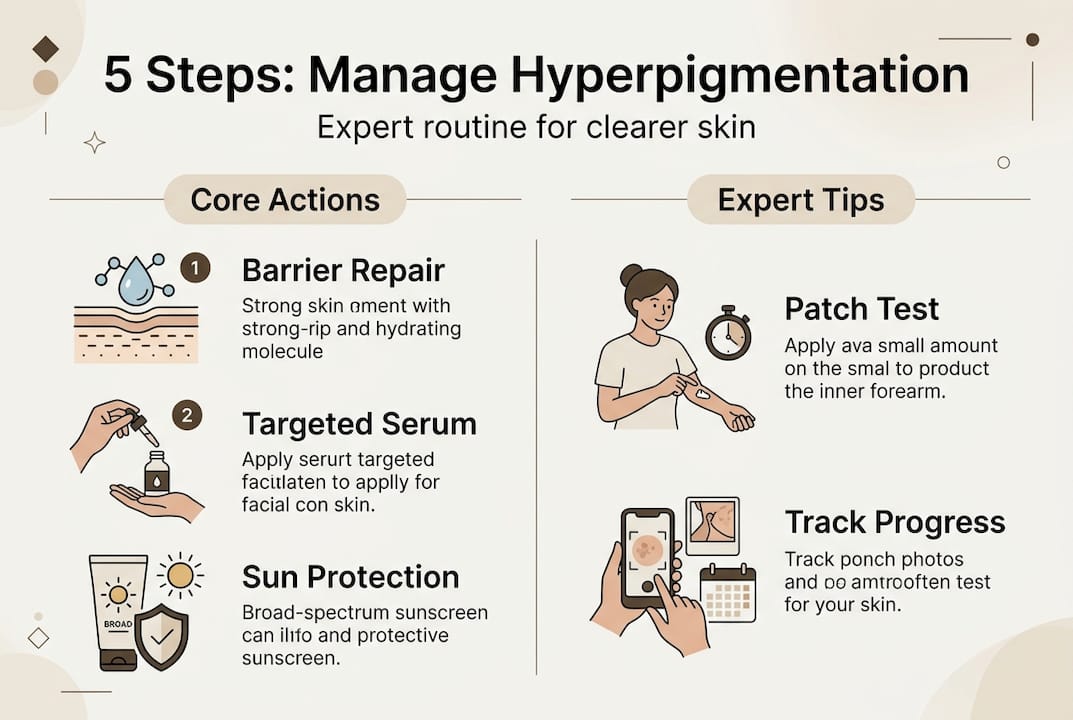 Simple infographic on key hyperpigmentation steps