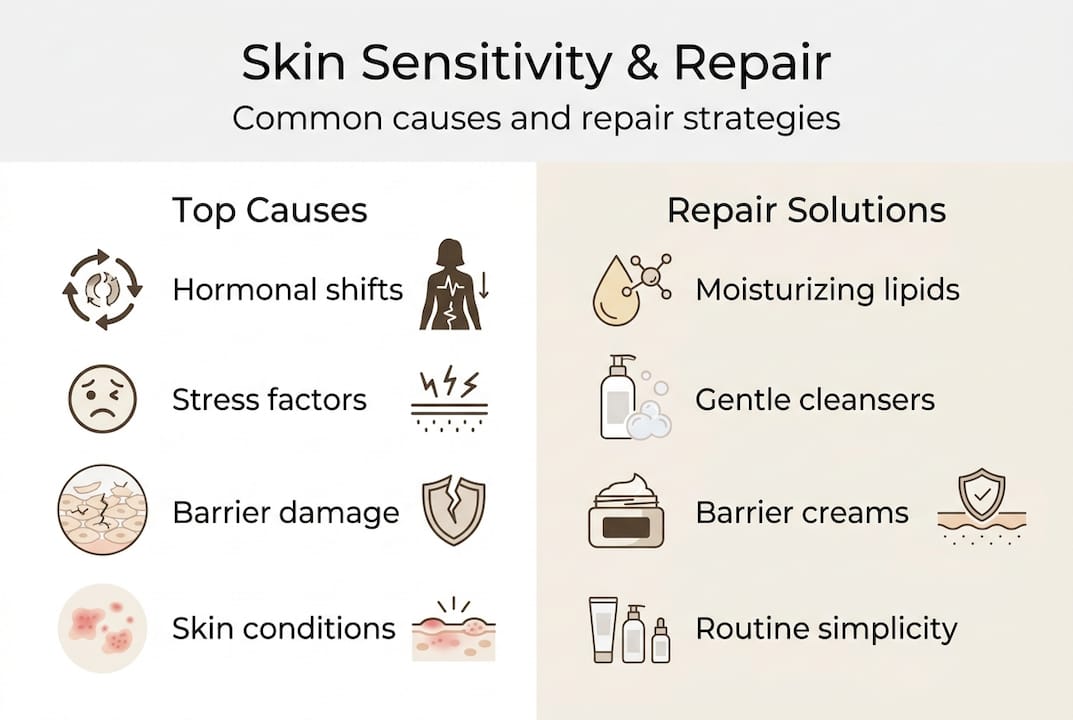 Infographic on skin sensitivity causes and repair