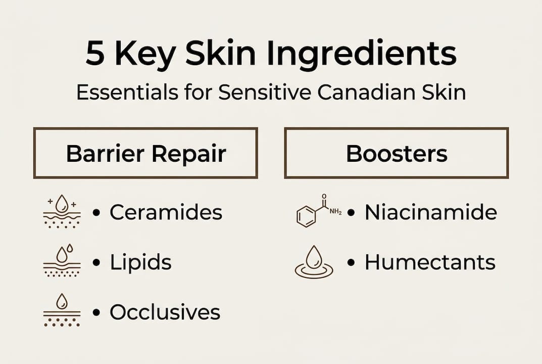 Infographic highlighting 5 skin repair ingredients