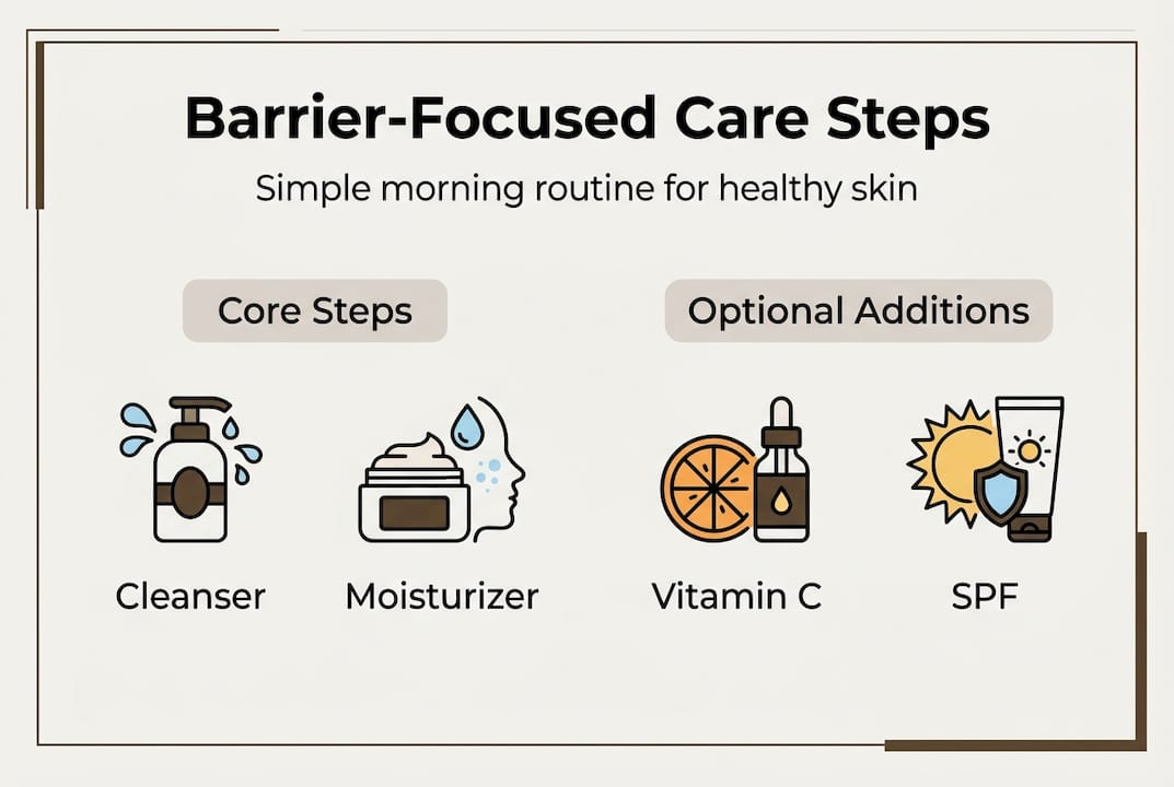 Infographic with core and optional face care steps