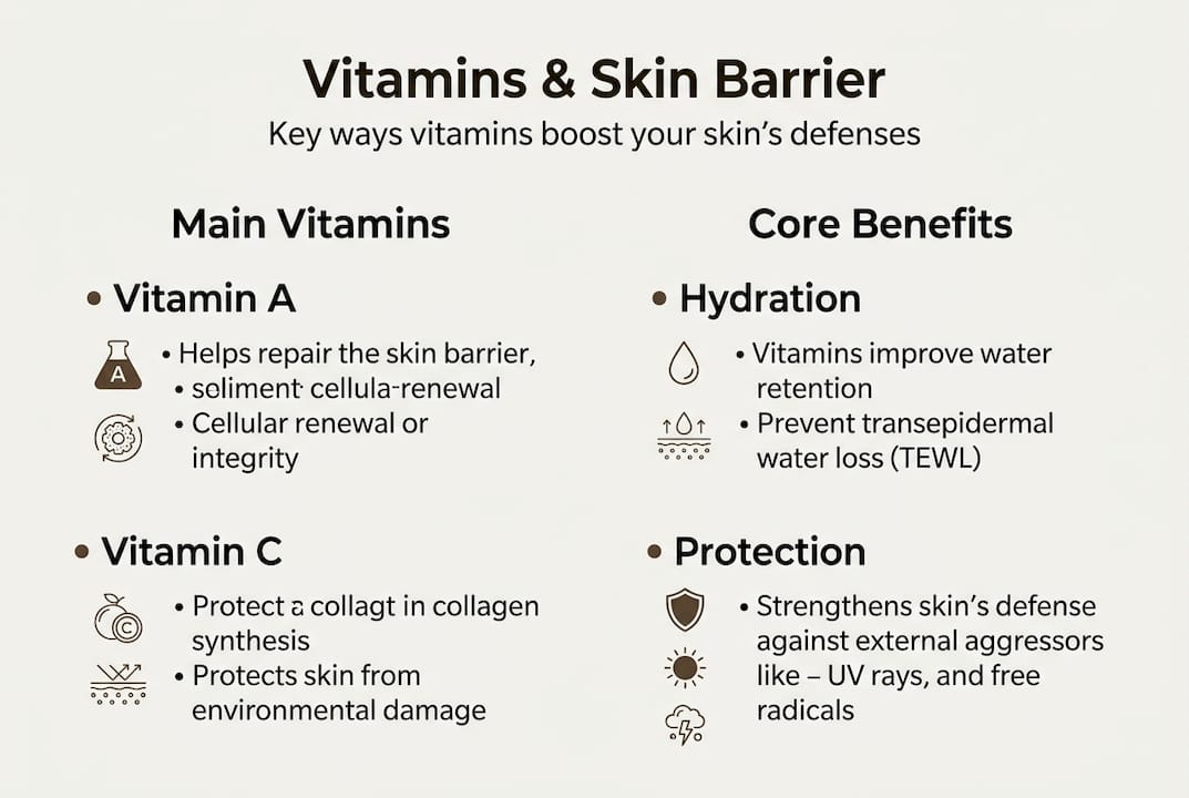 Infographic vitamins and skin barrier key benefits