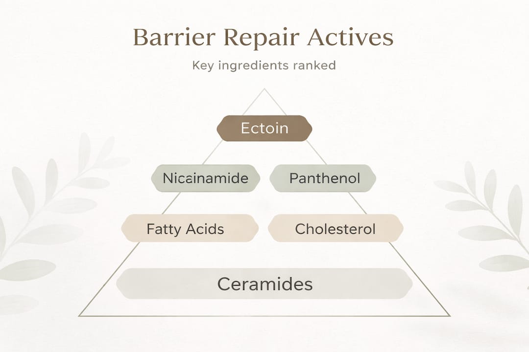 Pyramid infographic ranking barrier repair ingredients
