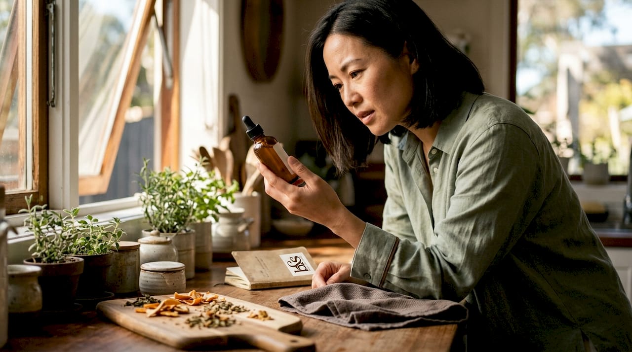 Person examining snail mucin serum bottle