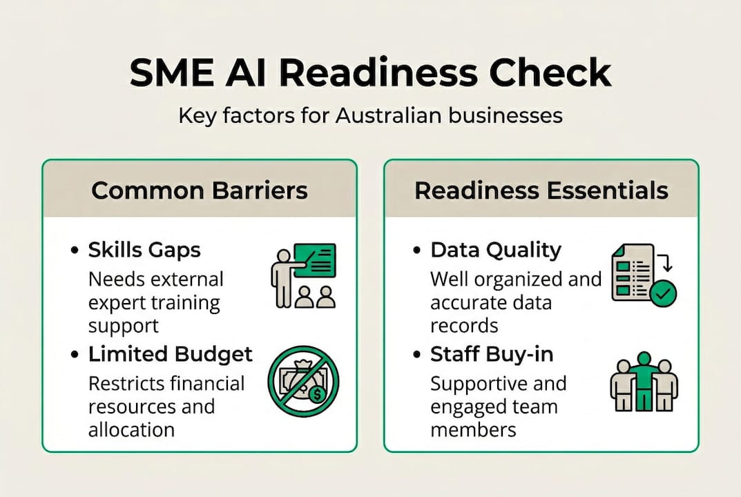 Infographic on SME AI readiness barriers essentials