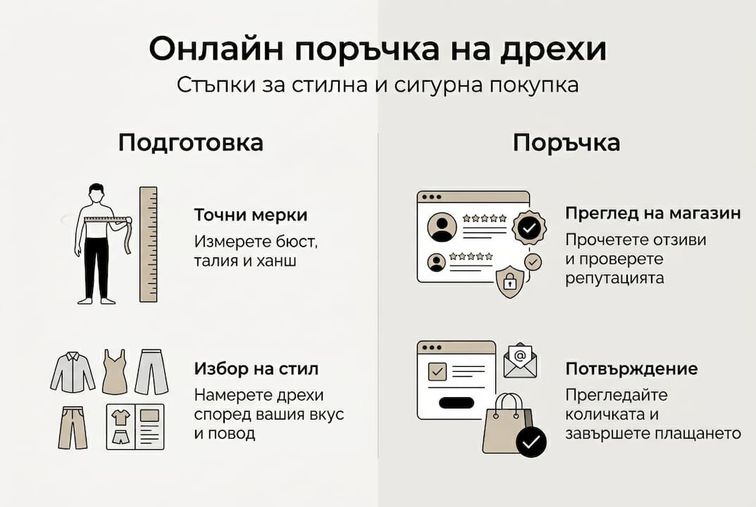 Графика с основните стъпки при онлайн поръчка