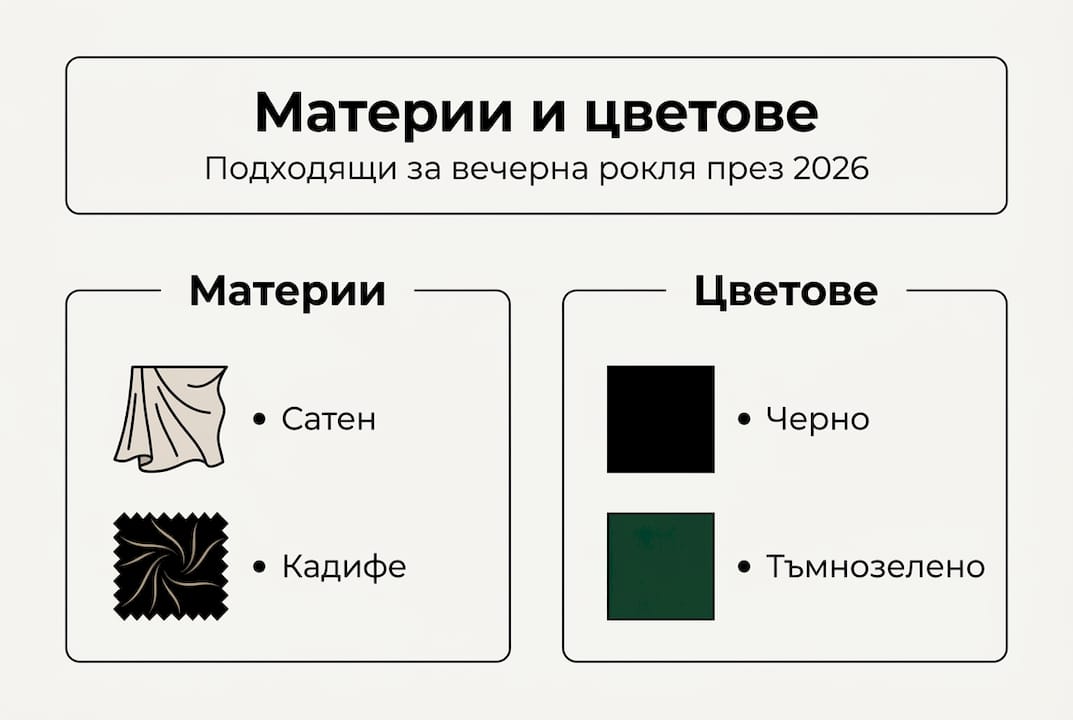Визуално ръководство за видовете платове и цветове при роклите