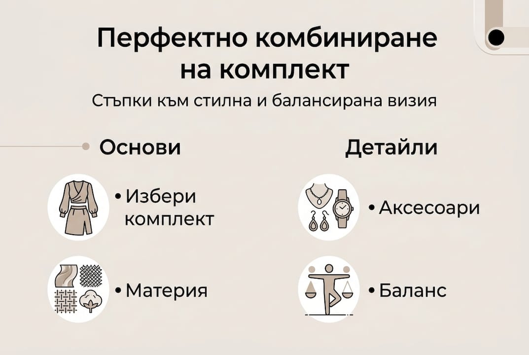Семпла инфографика с основни стъпки за комбиниране