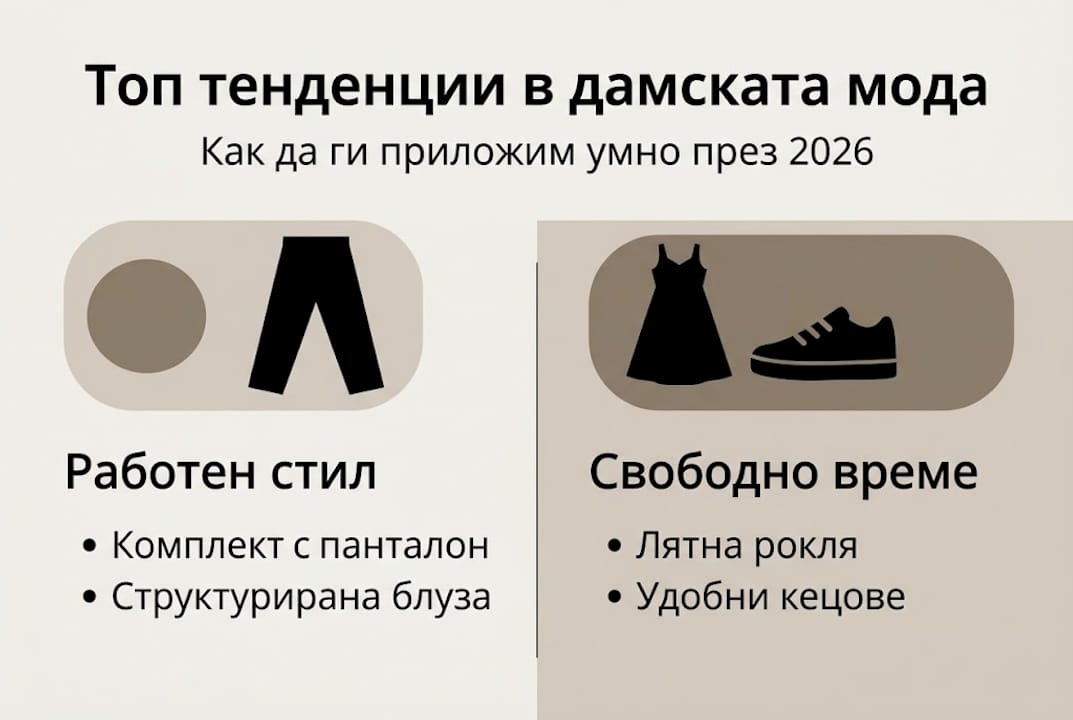 Инфографика с актуалните модни хитове при дамите
