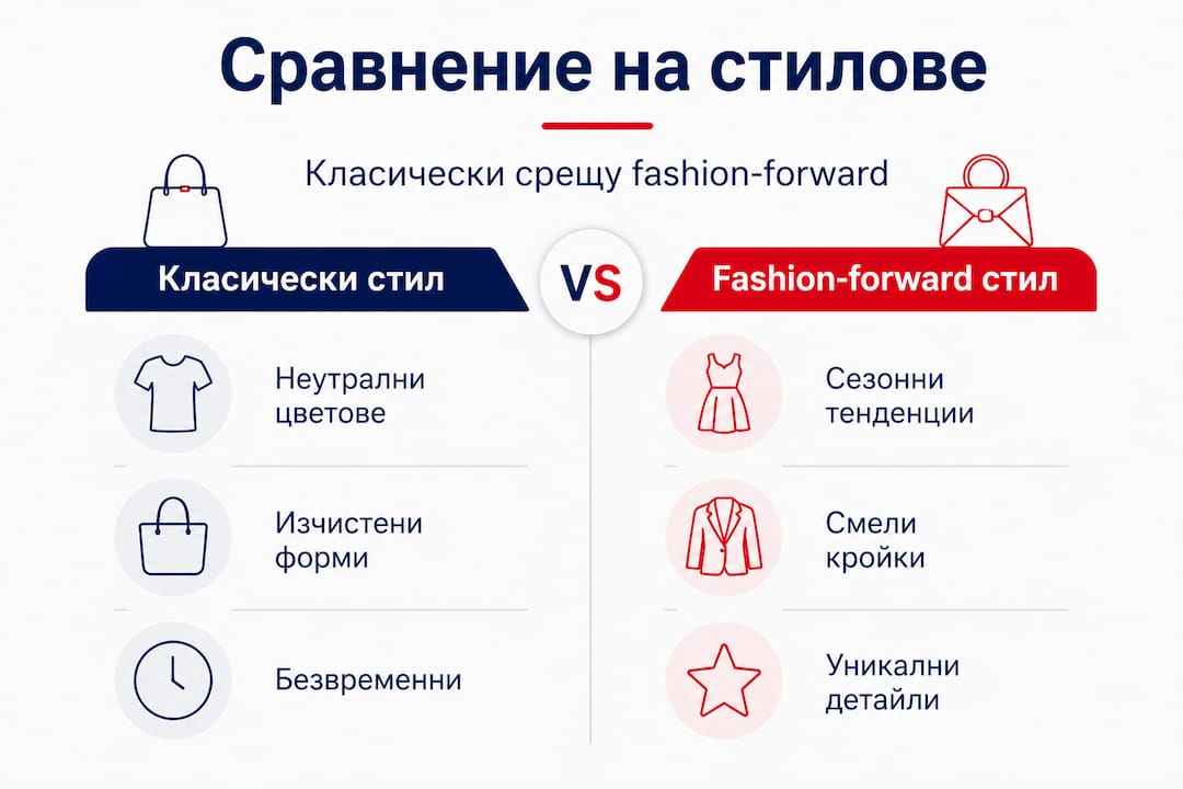 Сравнителна инфографика: класическият стил срещу модерната визия