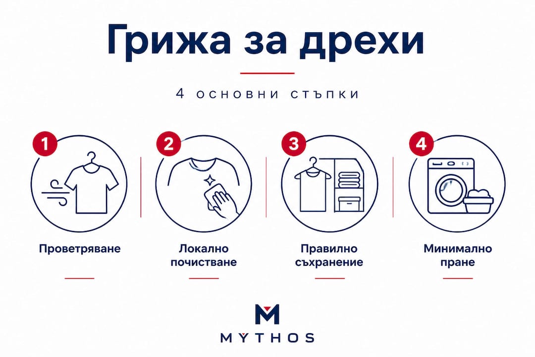 Инфографика с основни съвети за правилно поддържане на дрехите