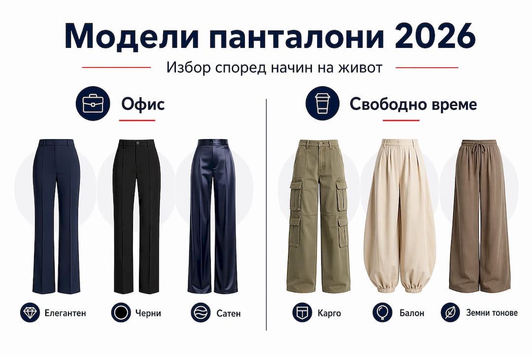 Визуално сравнение на различни видове панталони