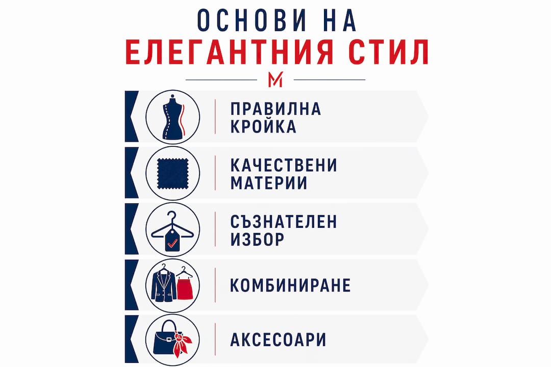 Infographic with the main characteristics of a sophisticated look