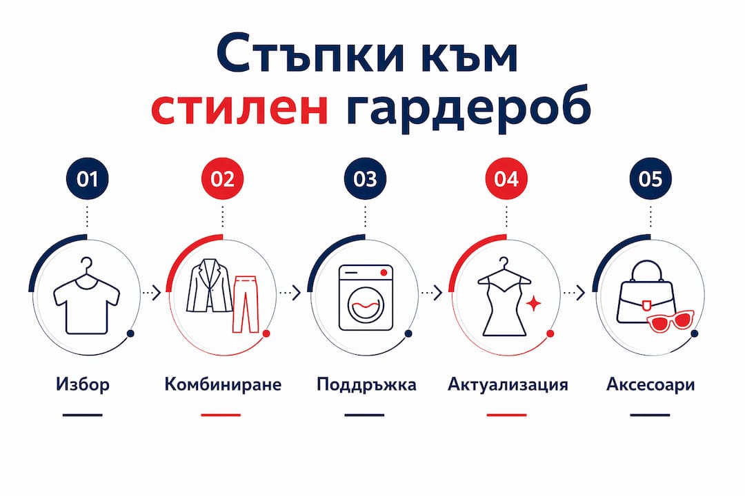 Пет лесни стъпки към перфектния гардероб – инфографика със съвети за стил и излъчване