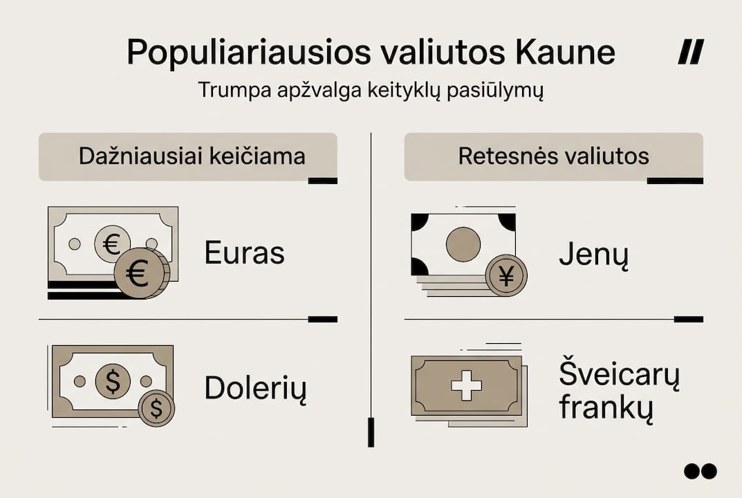 Infografikas: kokios valiutos Kaune keičiasi dažniausiai