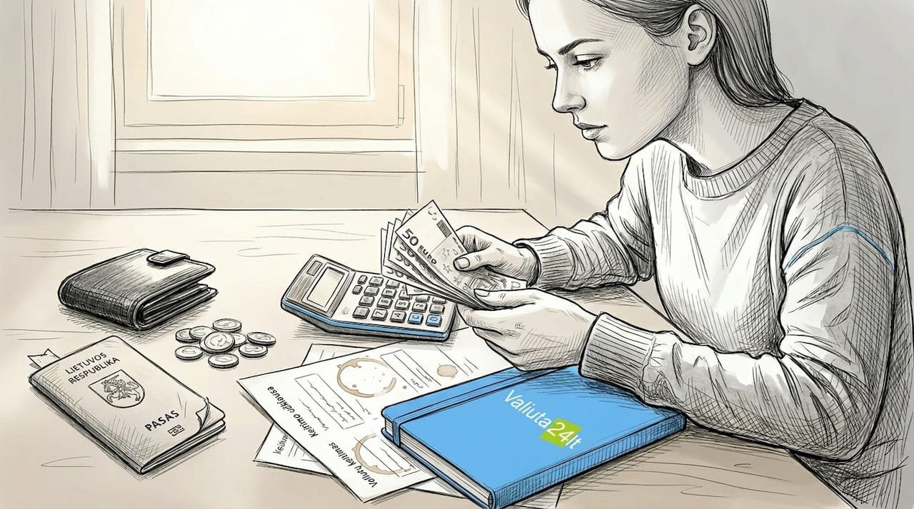 Moteris tikrina pinigus, kuriuos reikės deklaruoti