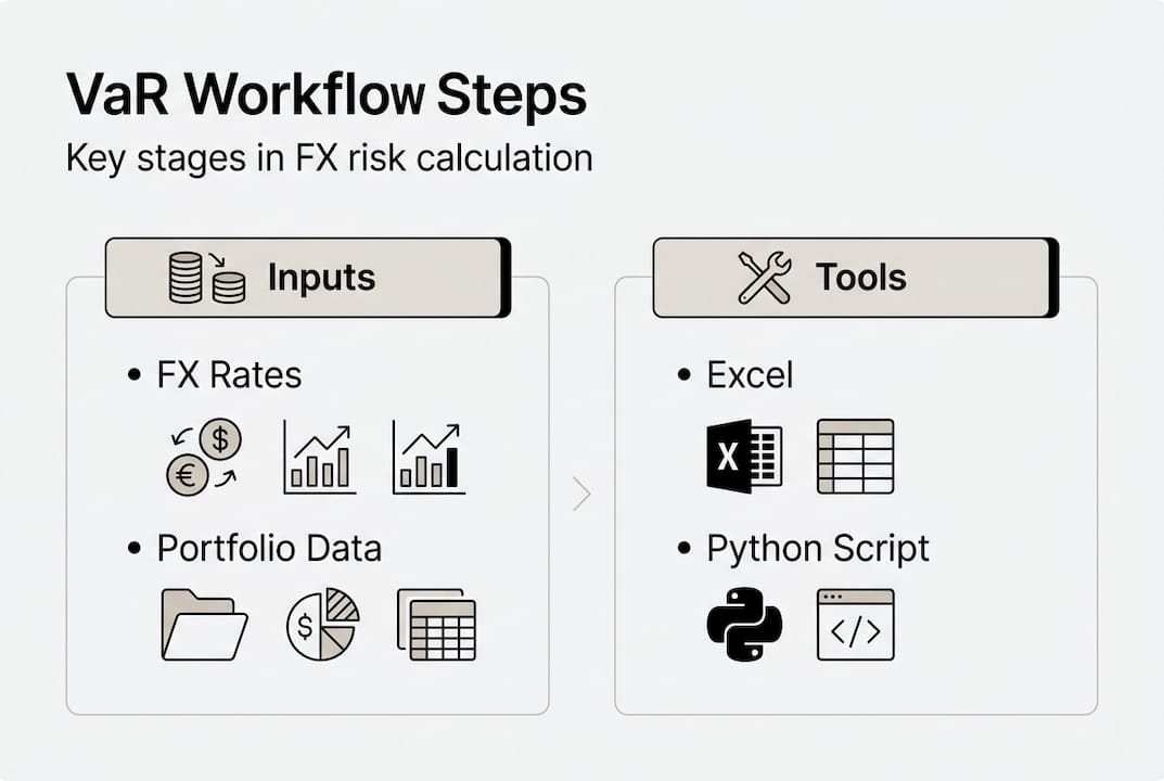Infographic showing VaR workflow and tools