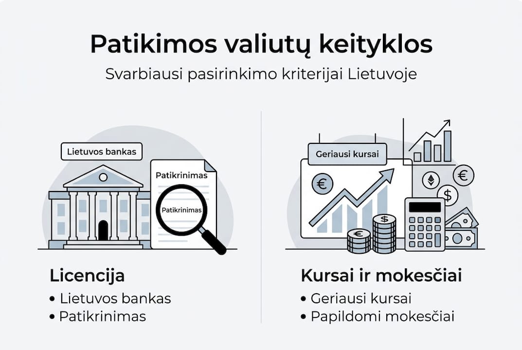 Infografikas: kaip atpažinti patikimą valiutos keityklą