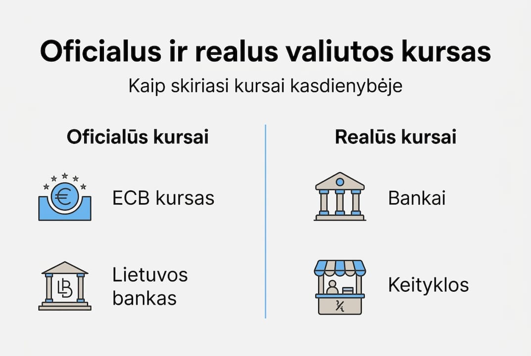 Pateikiame infografiką, kuris aiškiai parodo skirtingų valiutų kursų skirtumus.