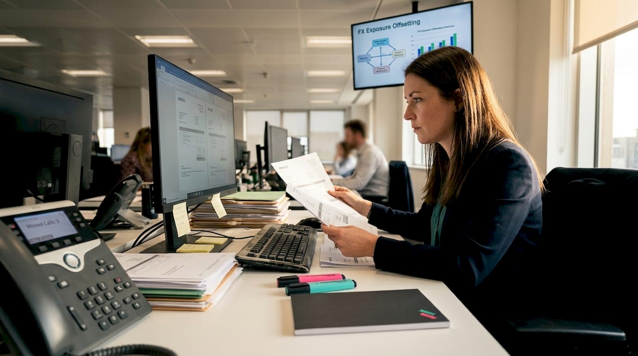 Treasury analyst matching invoices for FX hedging