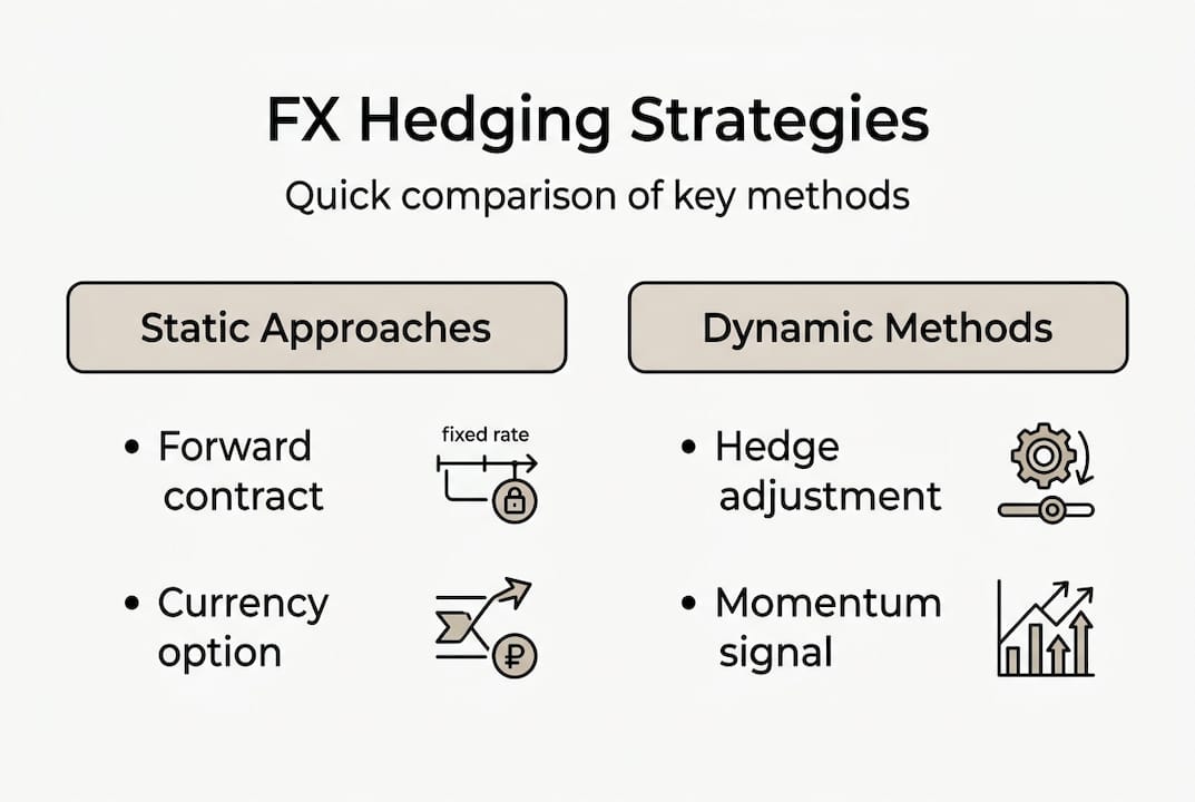 Infographic comparing FX hedging strategies