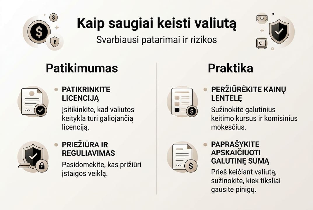 Infografikas: kaip saugiai keisti valiutą