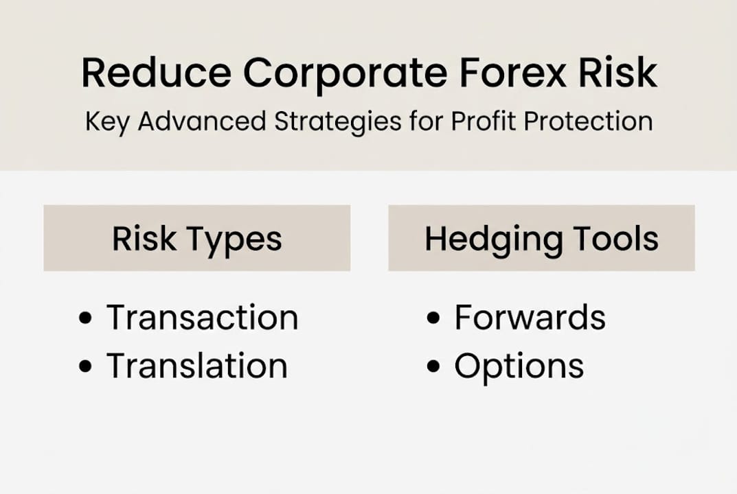 Infographic visualizing forex risk types and hedging tools