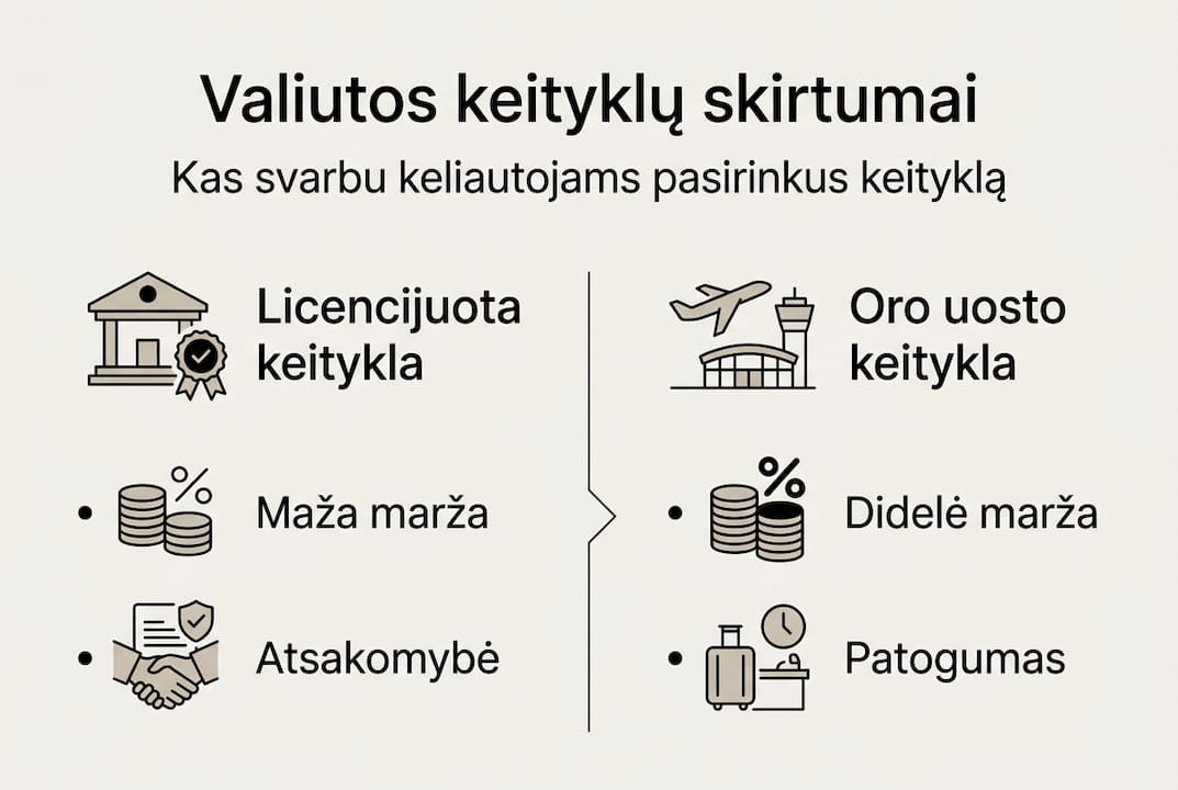 Vizualiai pateikiami pagrindiniai valiutų keityklų skirtumai