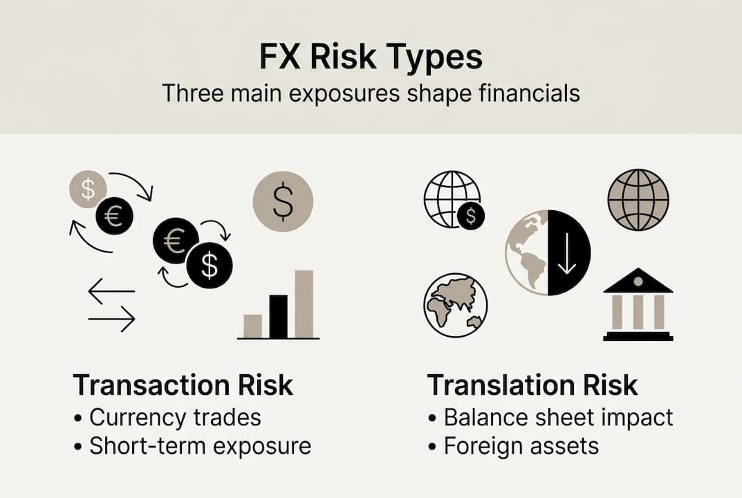 Minimalist infographic showing FX risk types