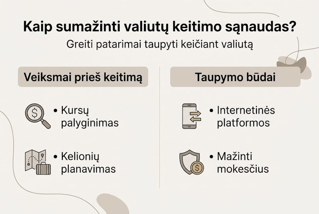 Infografikas: kaip sumažinti valiutų keitimo išlaidas