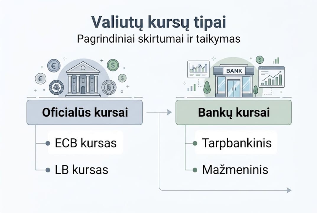 Vizualus pagrindinių valiutų kursų apžvalga