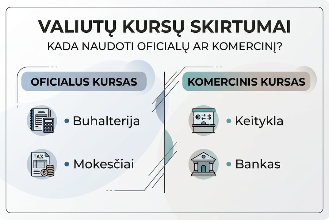 Vizualus gidas: kokie būna valiutų kursai ir kuo jie skiriasi