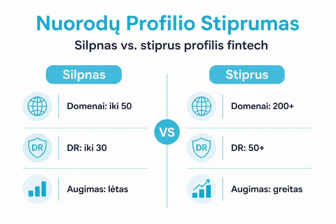 Infografikas: kuo skiriasi silpnas ir stiprus atgalinių nuorodų profilis?