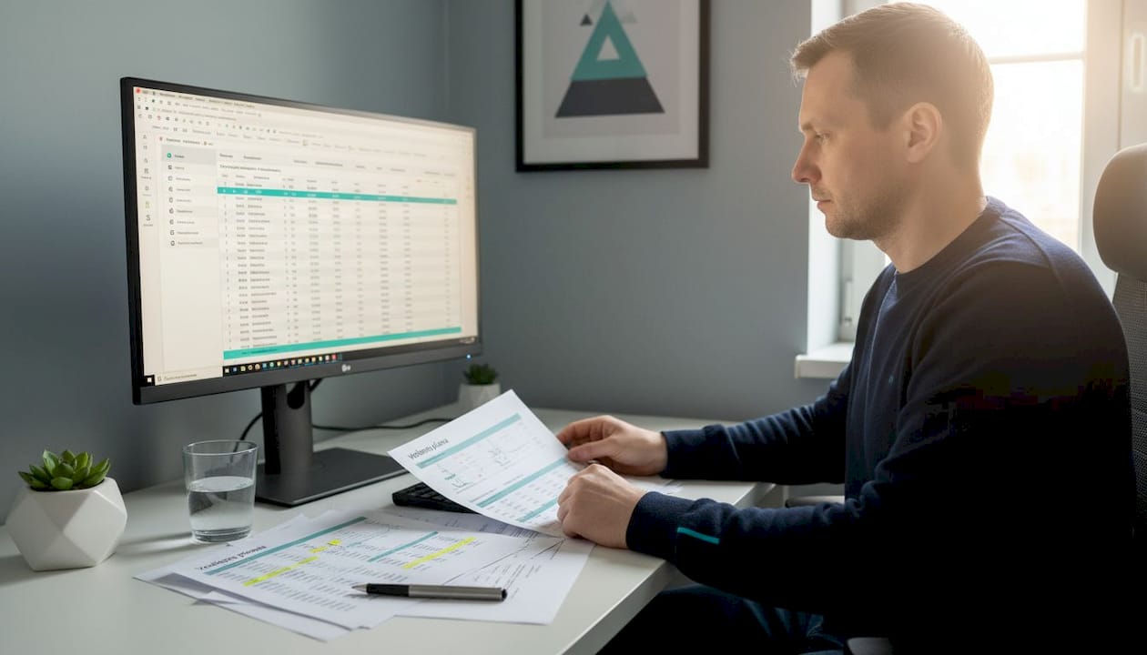 Finansinių technologijų vadovas peržiūri svetainės audito rezultatus