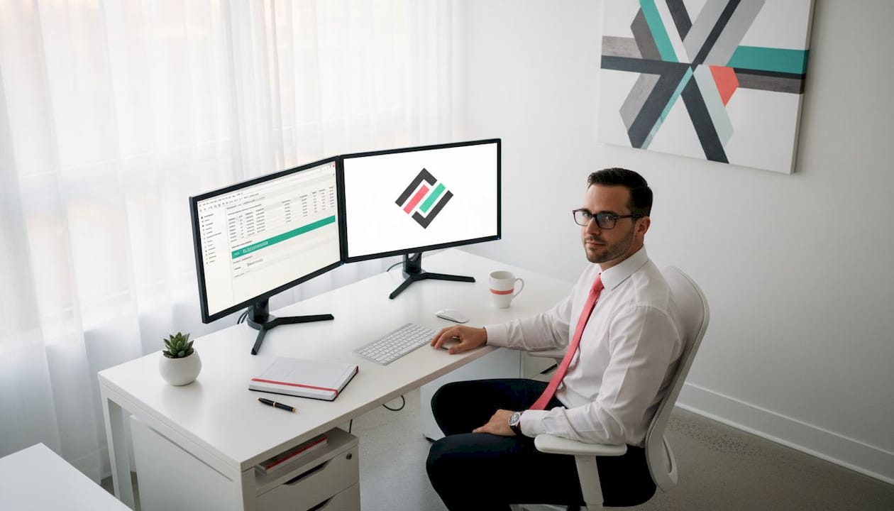 Accountant reviews ERP dashboard for FX workflow