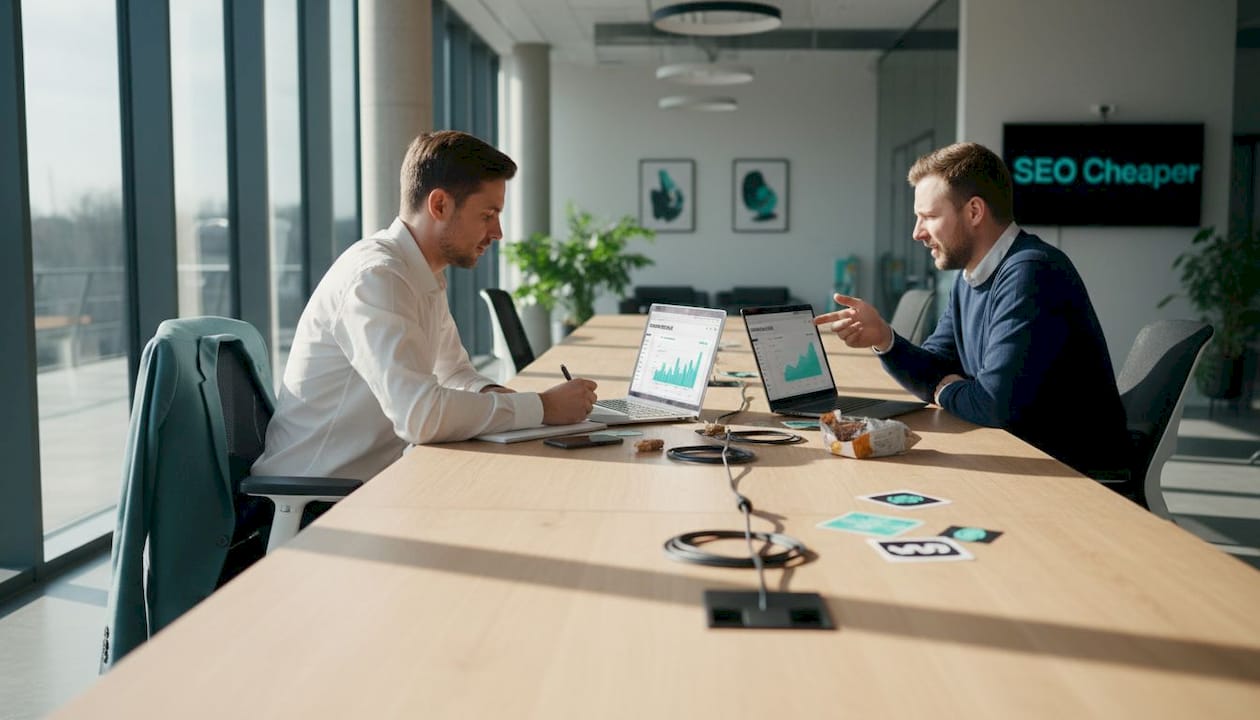 Finansinių technologijų srityje dirbantys kolegos kartu kuria ir įgyvendina SEO strategijas.