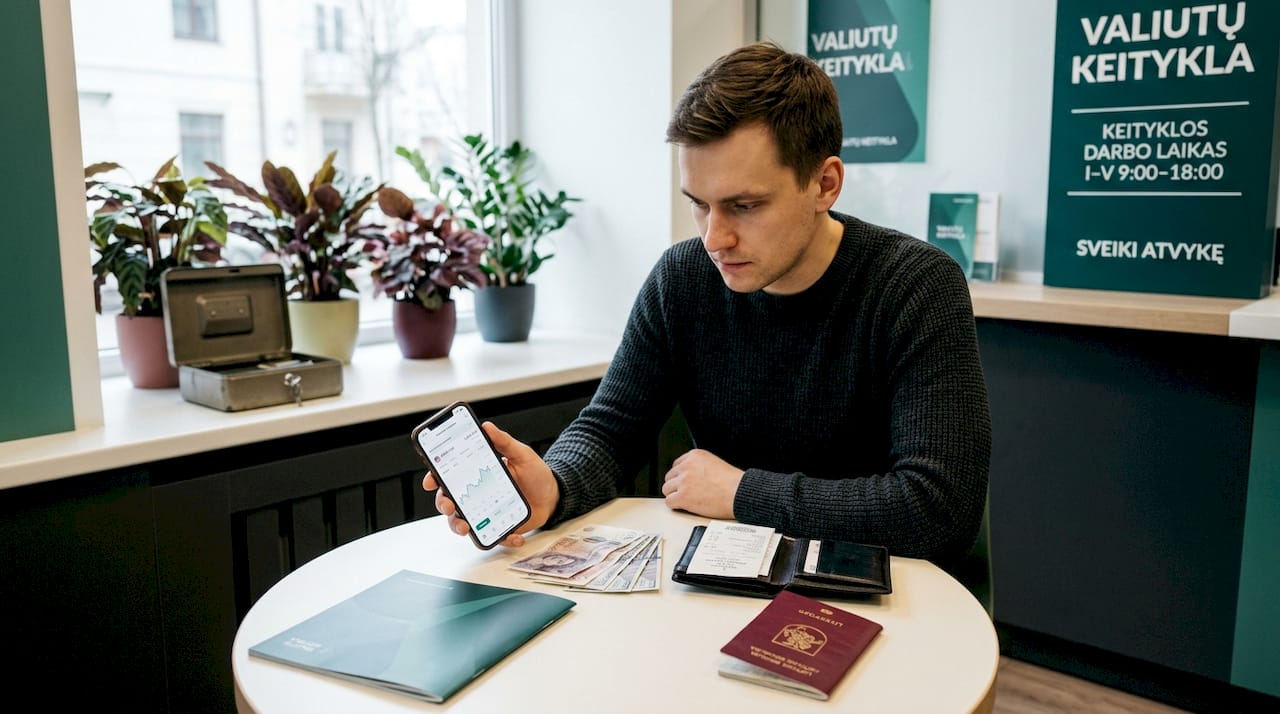 Klientas skyriuje domisi valiutų kursais