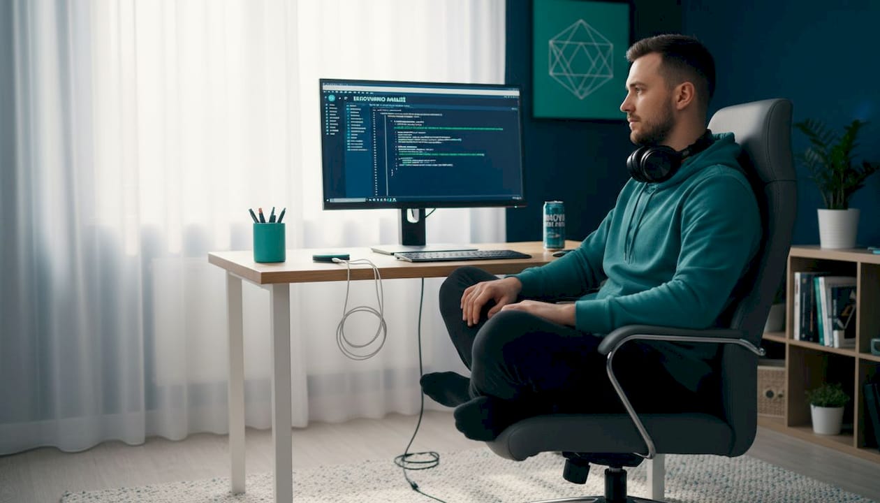Programuotojas analizuoja svetainės našumo duomenis